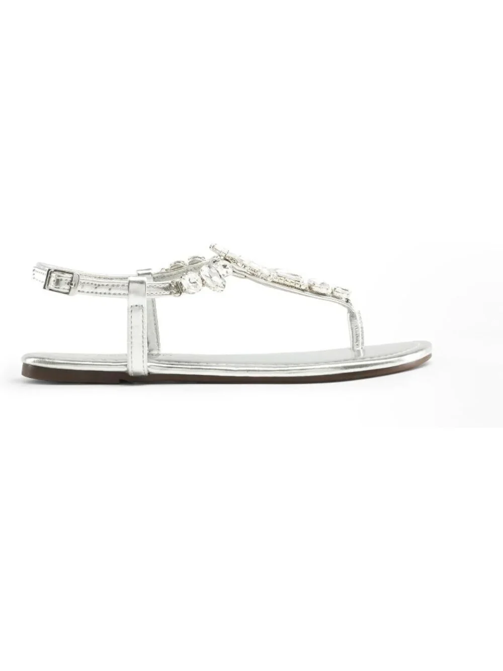 Dream Pairs Women's Silver Thong Sparkle Rhinestone Comfortable Flat Sandals
